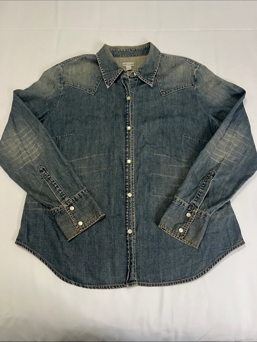 GAP Women’s Dark Blue Denim Western Button-Down Shirt
